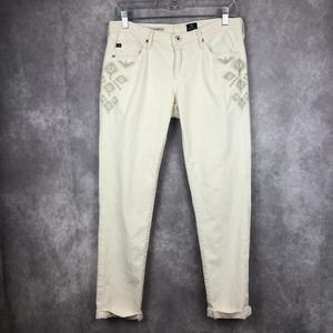 Adriano Goldschmeid Jeans Womens 28 The Stevie Pants Southwest Cream Green USA